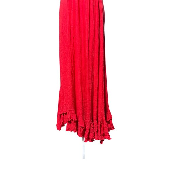 NEW Free People Size S Adella Maxi Slip Dress Sleeveless Boho Crochet Lace Red - Picture 10 of 15